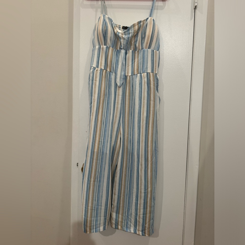 Juniors XL Striped culotte jumpsuit